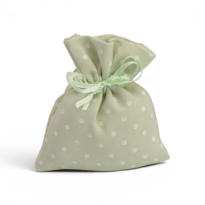 SACCHETTINO IN COTONE POIS VERDE 9.5XH12